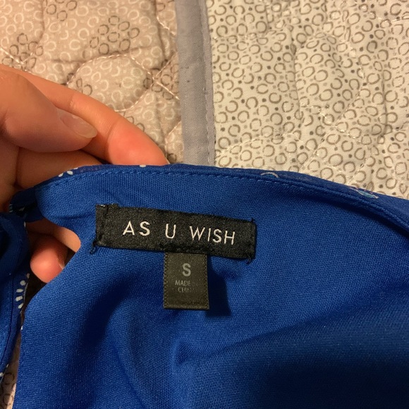 AS U WISH Long Sleeve Patterned Blue Dress - Picture 2 of 2